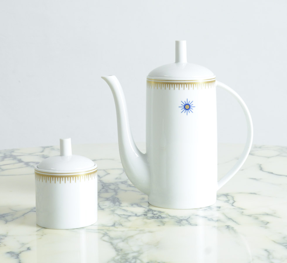 Ceramic Coffee Pot and Sugar Bowl by Alessandro Mendini for Alessi Tendentse