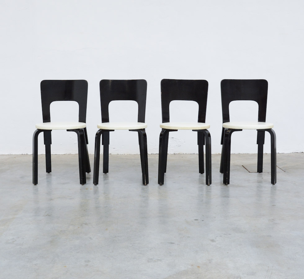 Set of 4 chairs 66 by Alvar Aalto for Artek