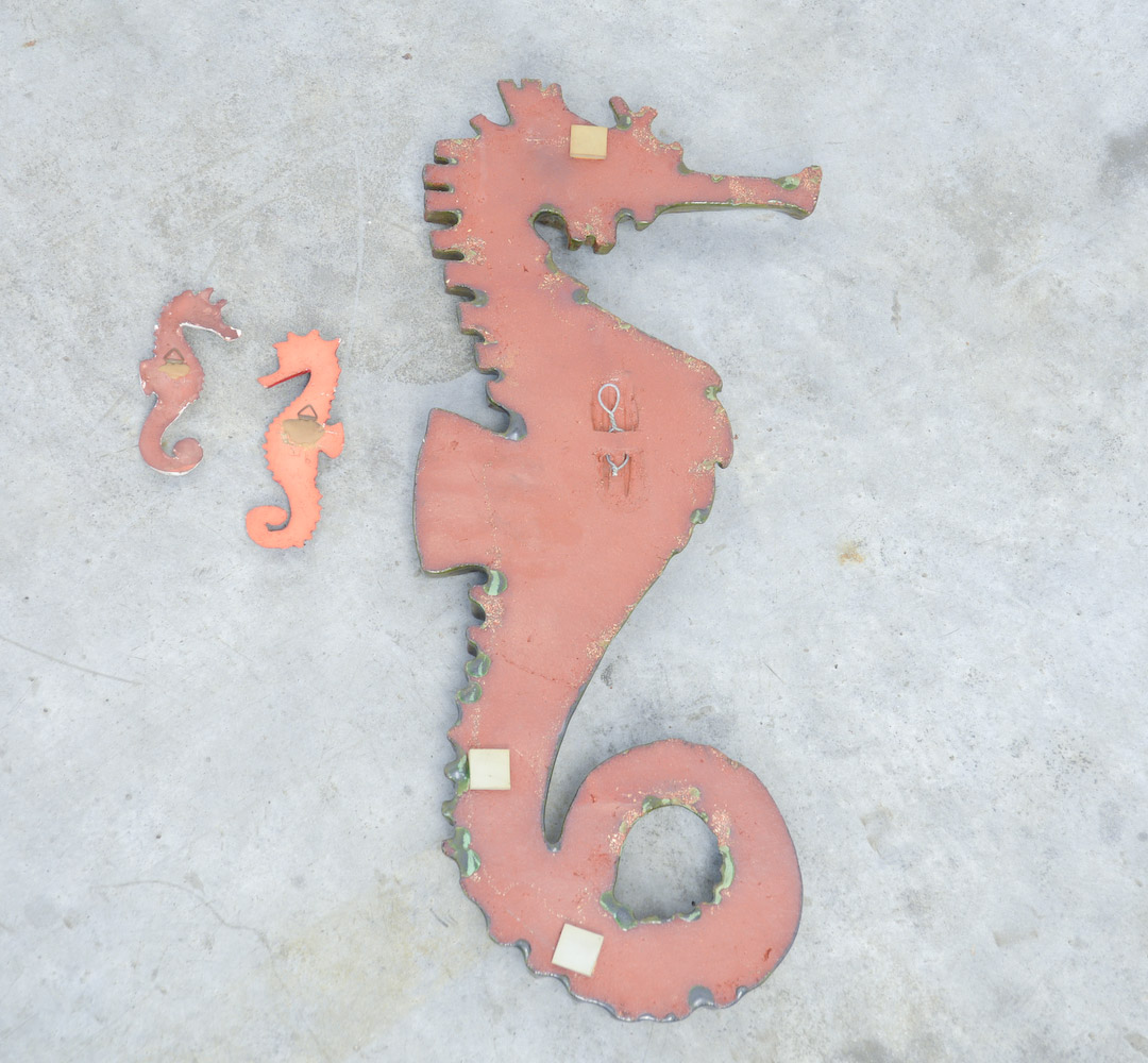 Set of 3 Seahorse Ceramic Wall Sculptures by Amphora