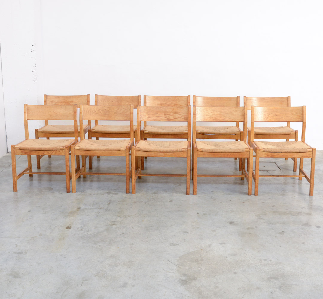 Set of 10 Dining Chairs by Borge Mogensen for C.M. Madsens Fabrikker, Denmark