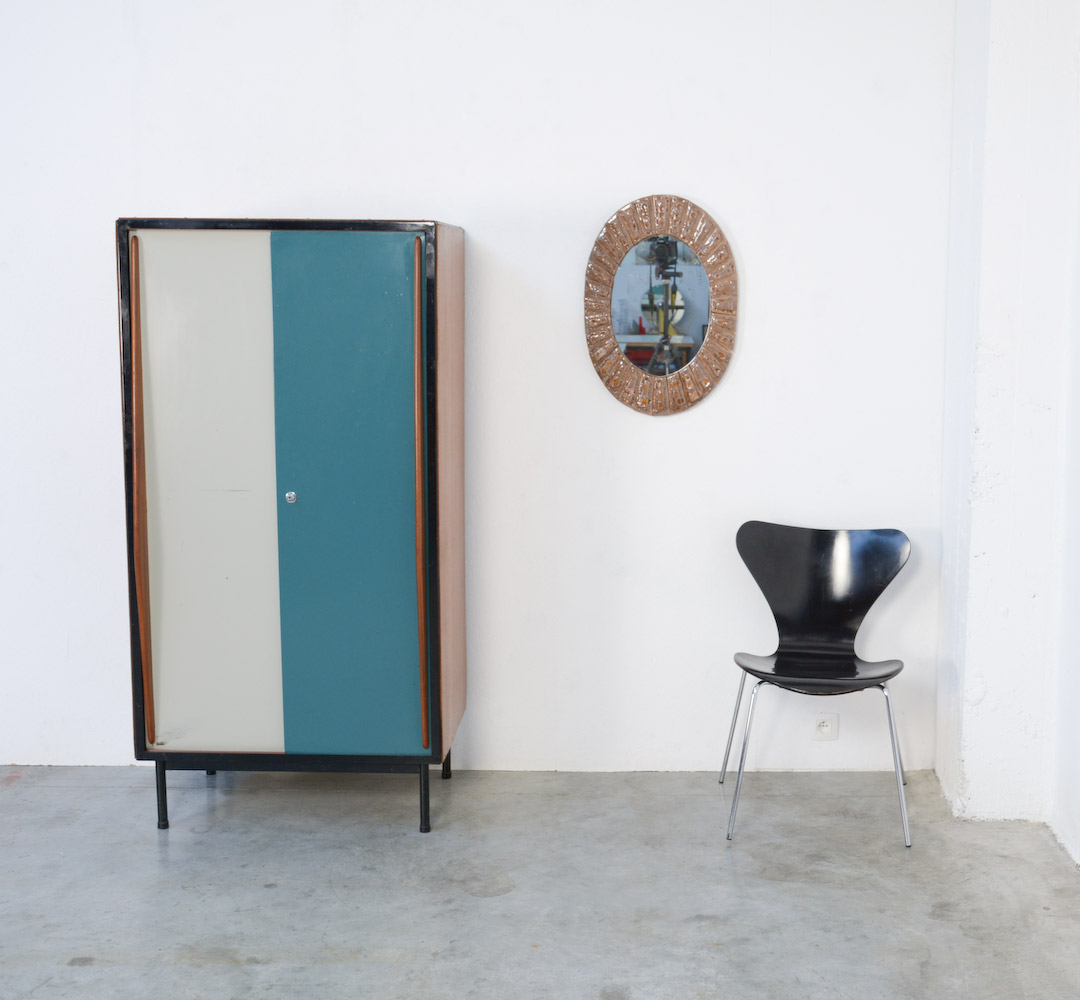 Oval Ceramic Tile Mirror by Guy Trévoux