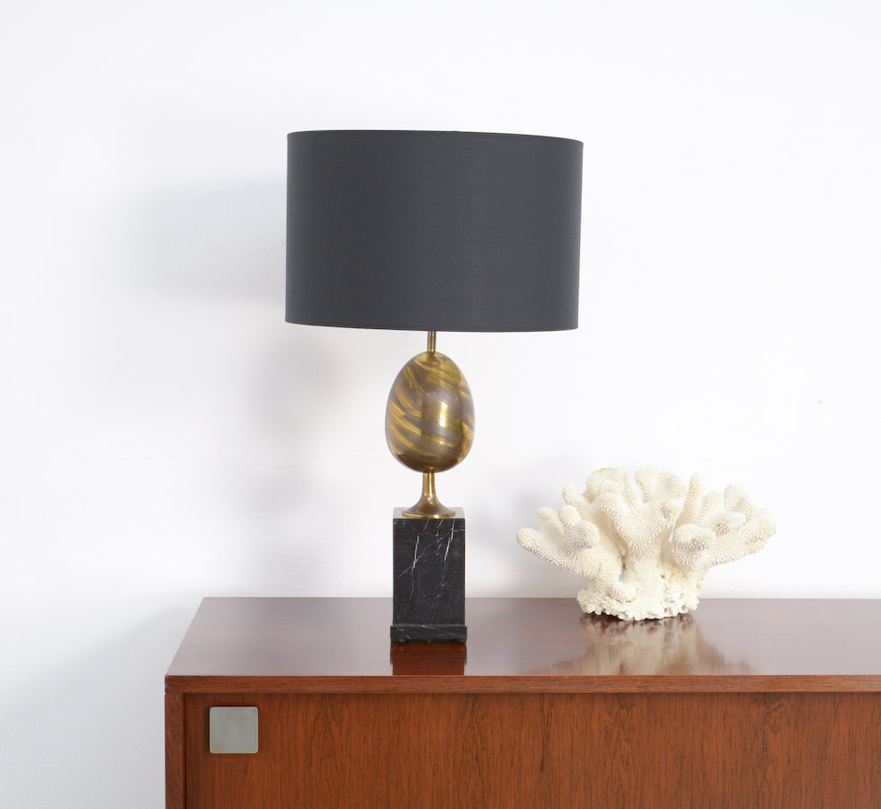 Black Marble and Brass Table Lamp