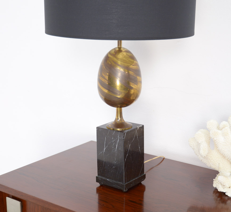 Black Marble and Brass Table Lamp Vintage Design Point