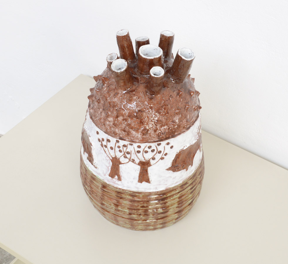 1960s Impressive Ceramic Vase with Bucolic Landscape