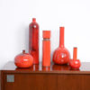 Red Ceramic Bottle-Shaped Vase by Perignem