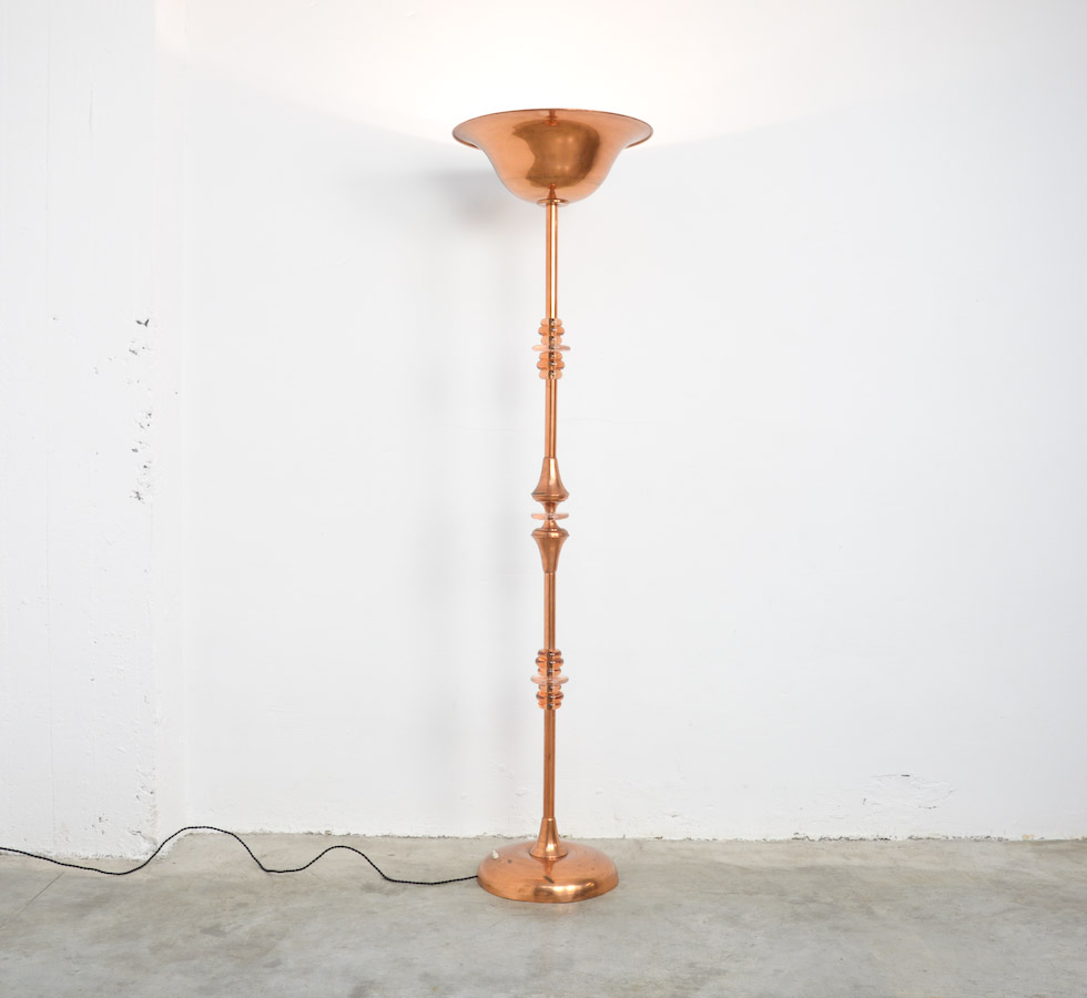 Red Copper Art Deco Floor Lamp