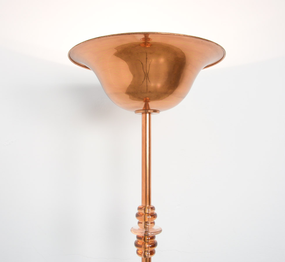Red Copper Art Deco Floor Lamp