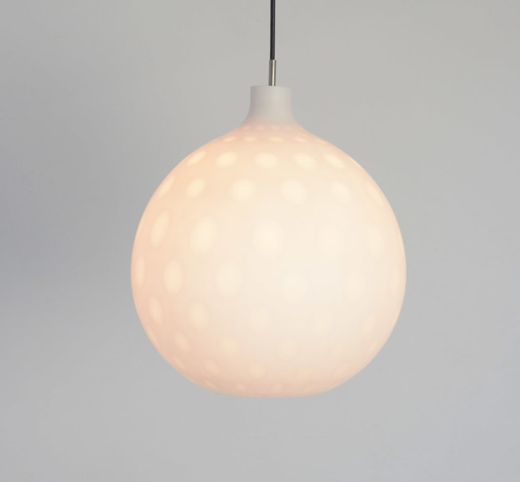 White Glass Pendant Lamp attr. to Vilhelm Wohlert, Louis Poulsen