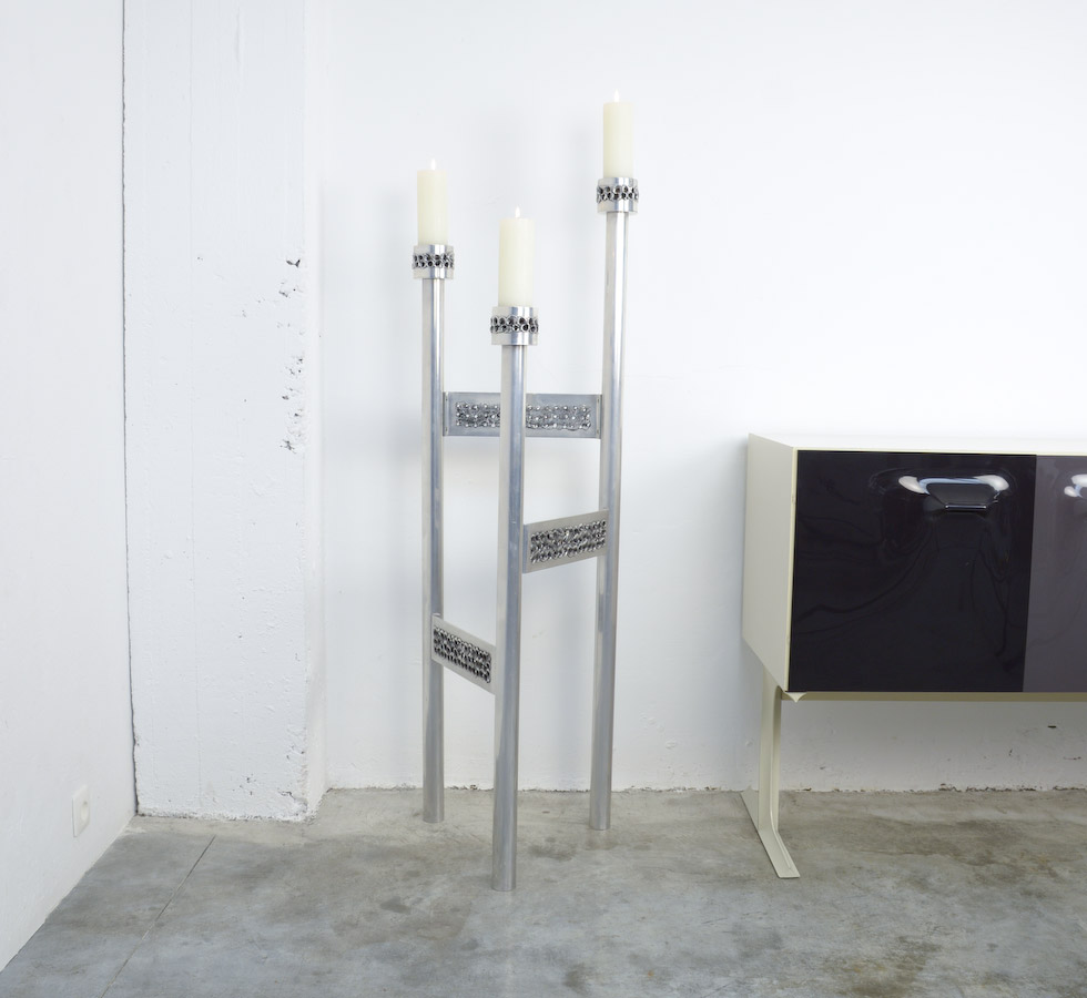 Impressive Brutalist Aluminum Candelabra for Aluclair, Belgium