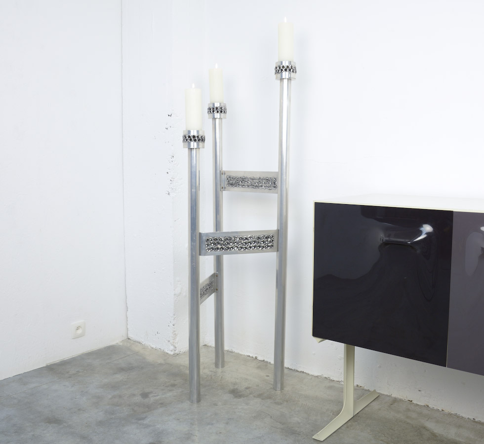 Impressive Brutalist Aluminum Candelabra for Aluclair, Belgium