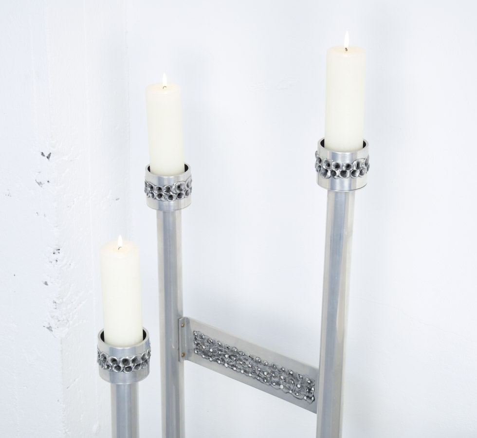 Impressive Brutalist Aluminum Candelabra for Aluclair, Belgium