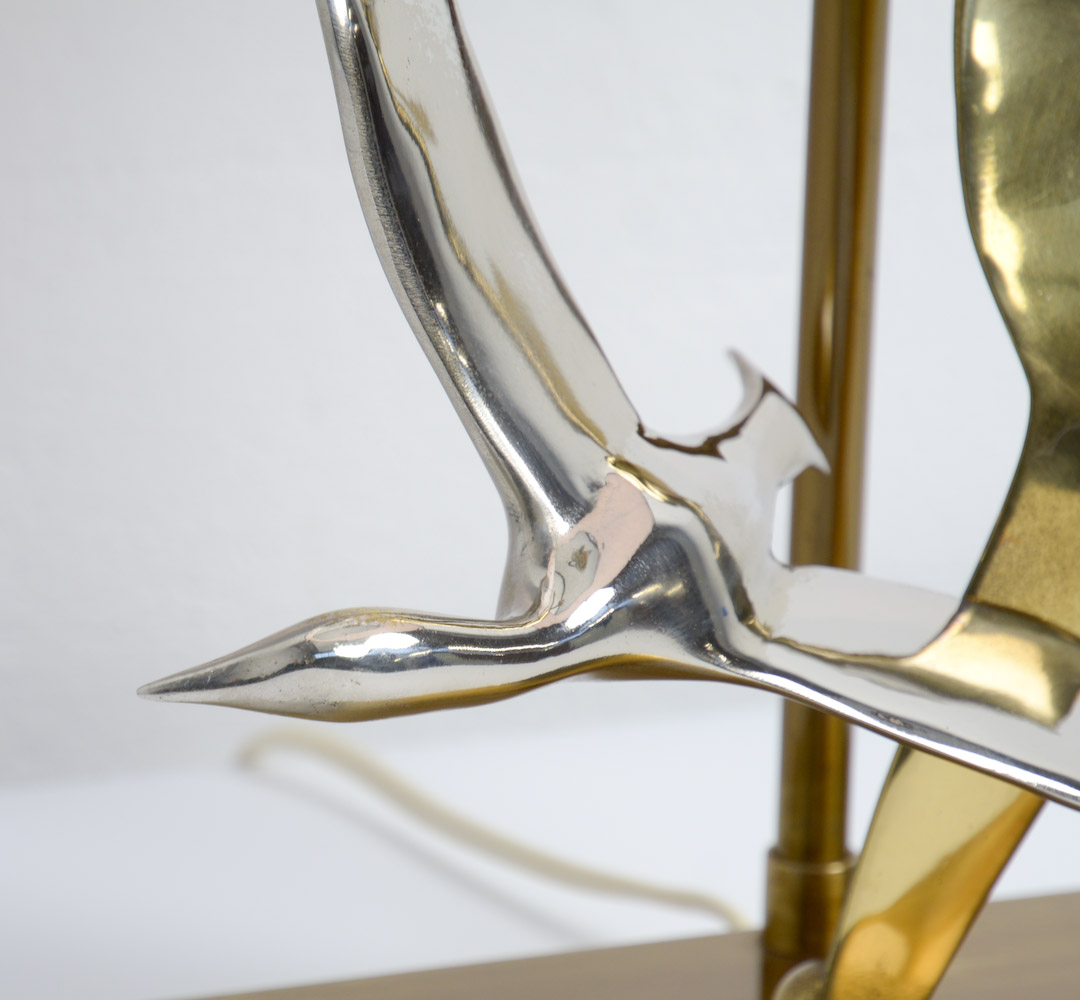 Decorative Silver and Gold Colored Bird Table Lamp