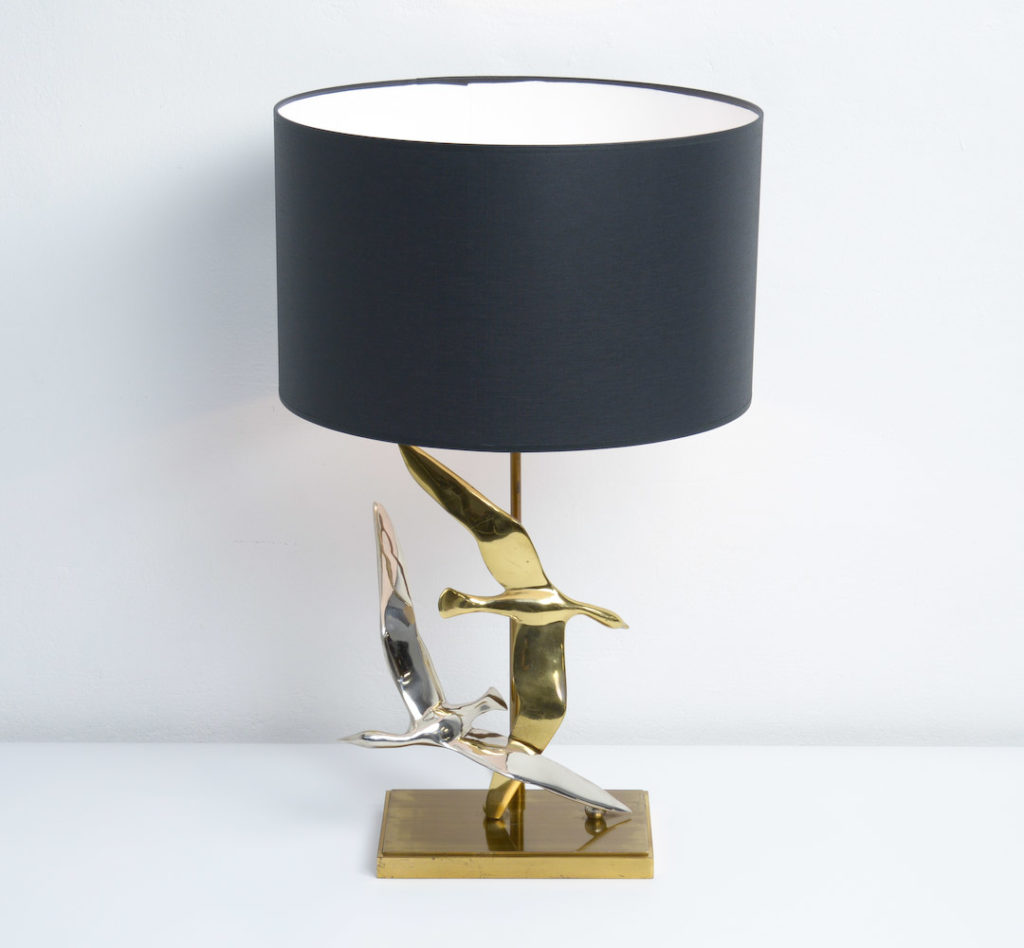 Decorative Silver and Gold Colored Bird Table Lamp