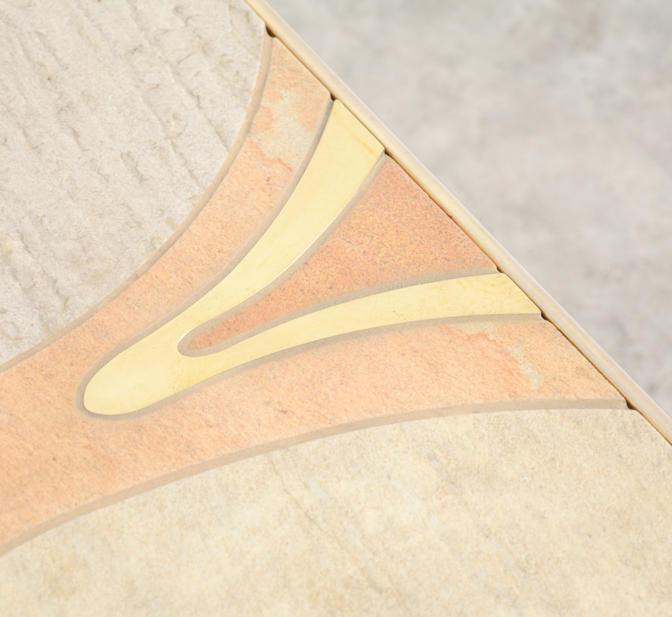 Brass and Stone Coffee Table for Fedam attr. to Paul Kingma