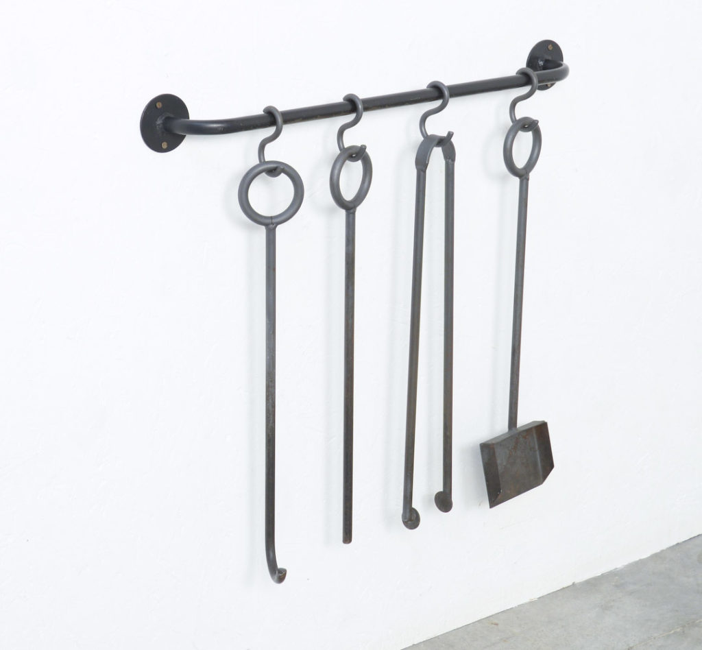 Brutalist Cast Iron Fire Set