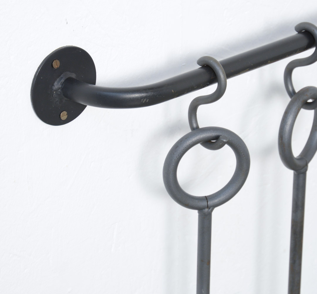 Brutalist Cast Iron Fire Set