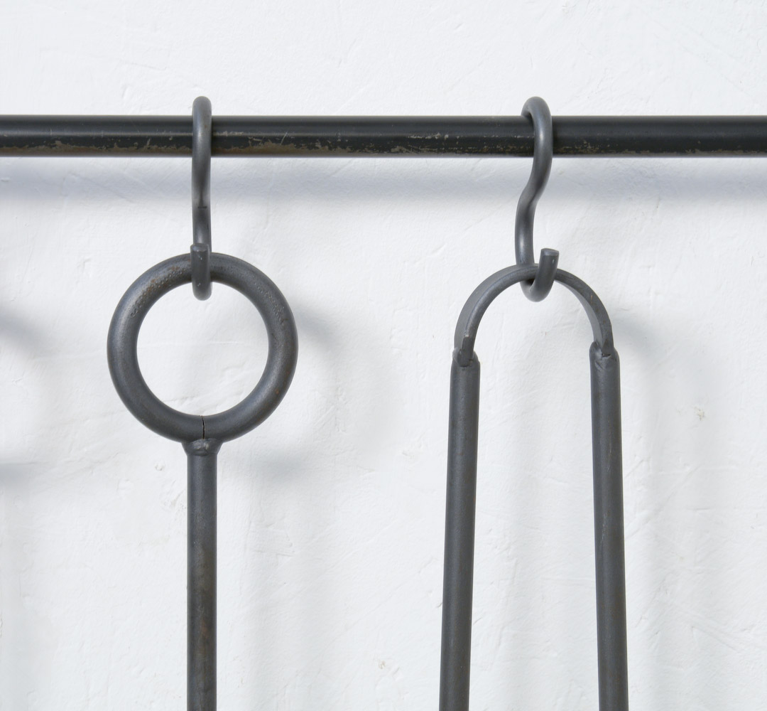 Brutalist Cast Iron Fire Set