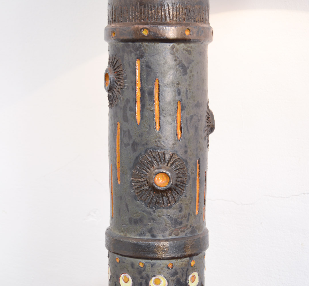 Large Black Ceramic Table Lamp by Baudouin Monteyne