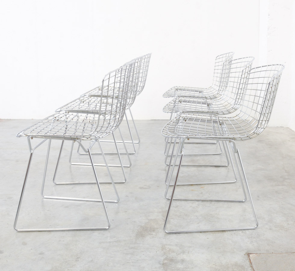 Set of 6 Wire Chairs by Harry Bertoia for Knoll Int./ De Coene