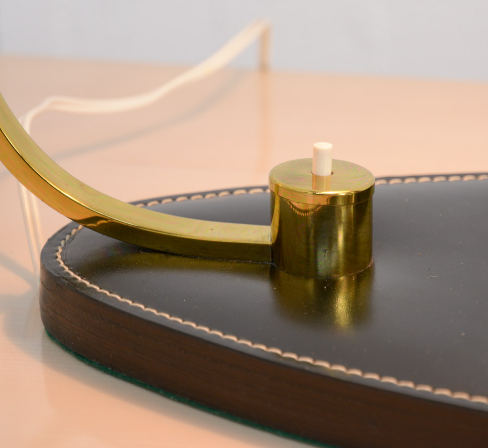 Luxurious Black Leather Desk Set attributed to Jacques Adnet