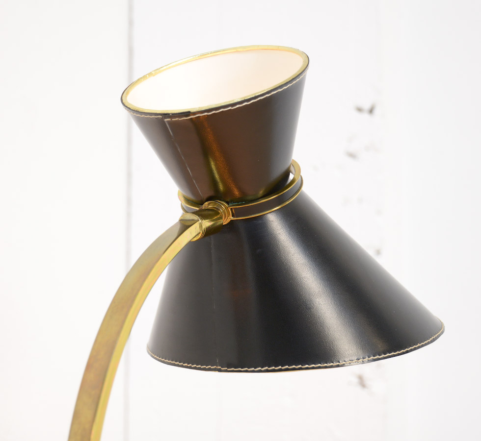 Luxurious Black Leather Desk Set attributed to Jacques Adnet