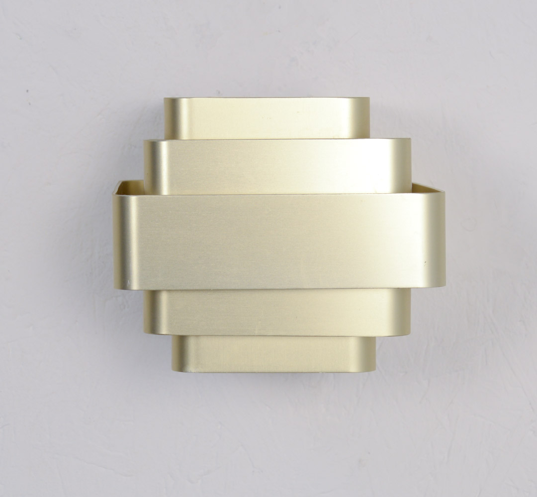 Pair of Gold Colored Aluminum Wall Lamps by Jules Wabbes