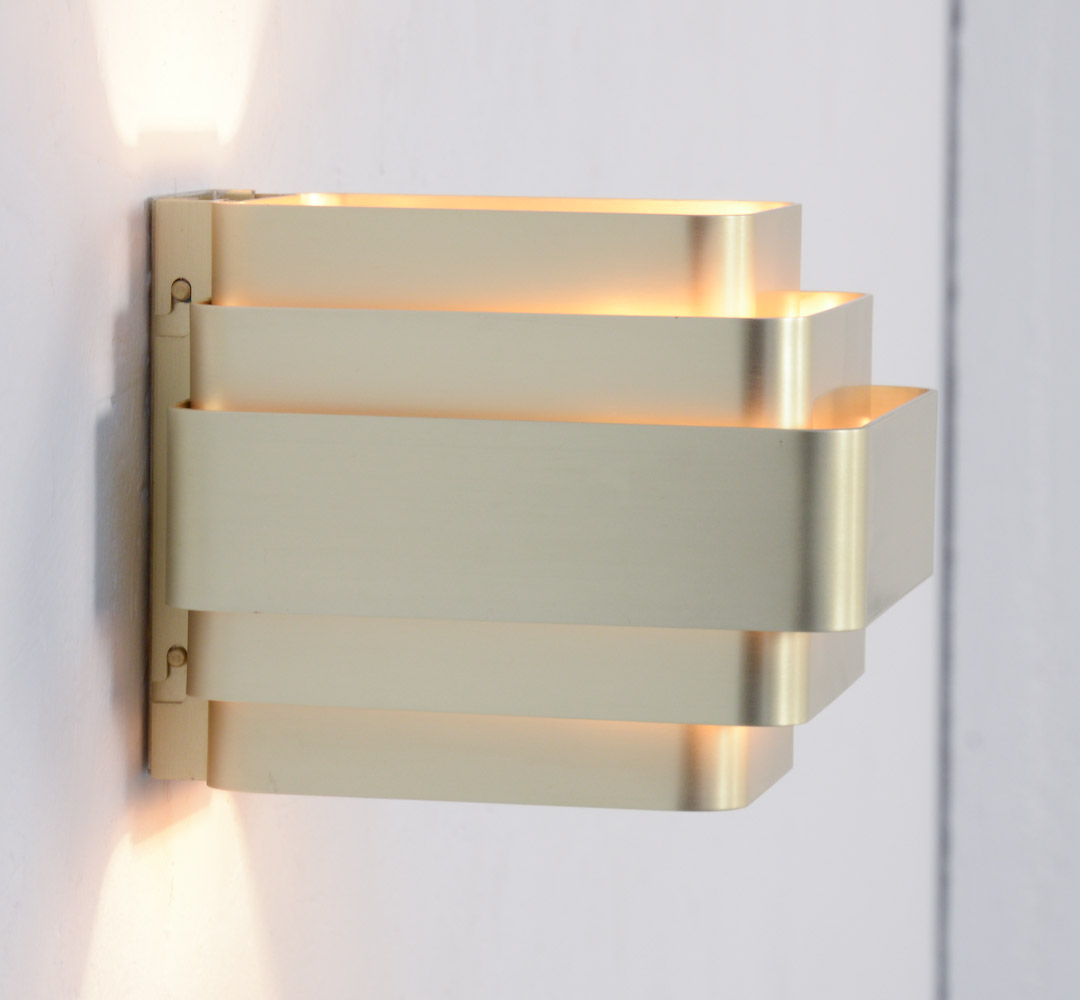 Gold Colored Aluminum Wall Lamp by Jules Wabbes