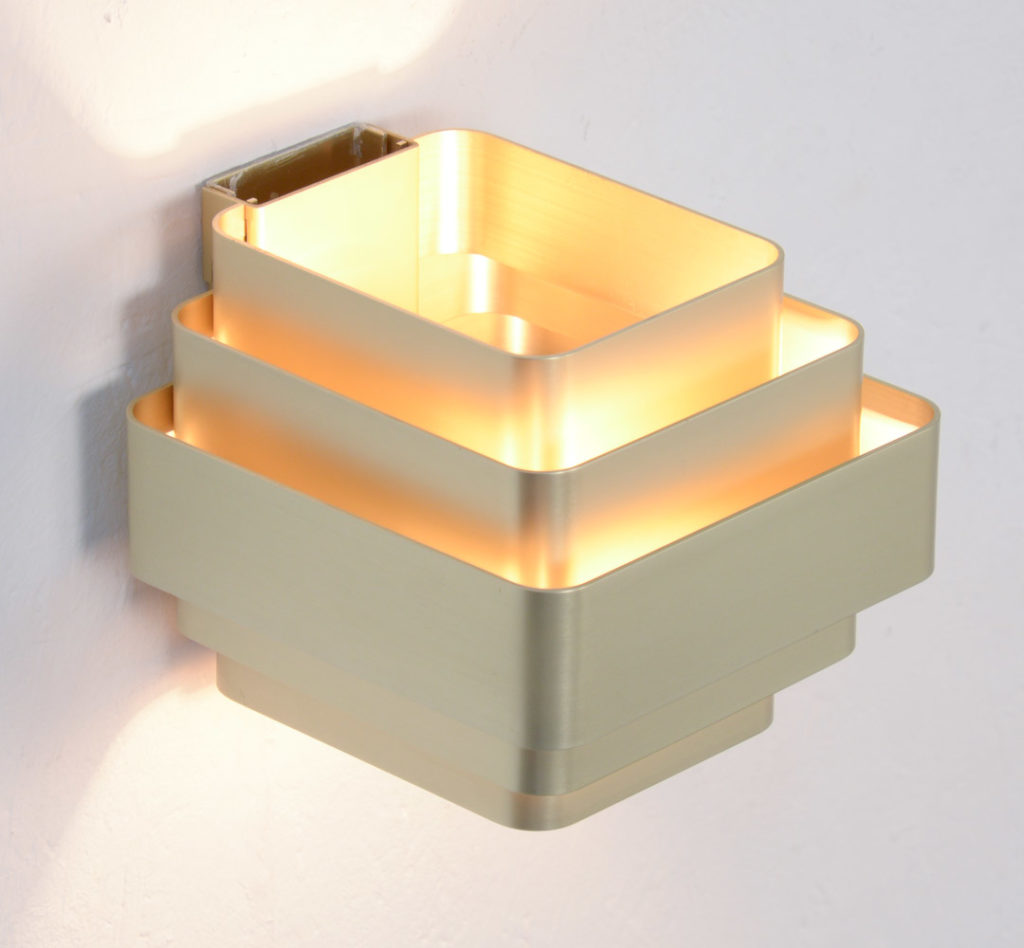 Gold Colored Aluminum Wall Lamp by Jules Wabbes