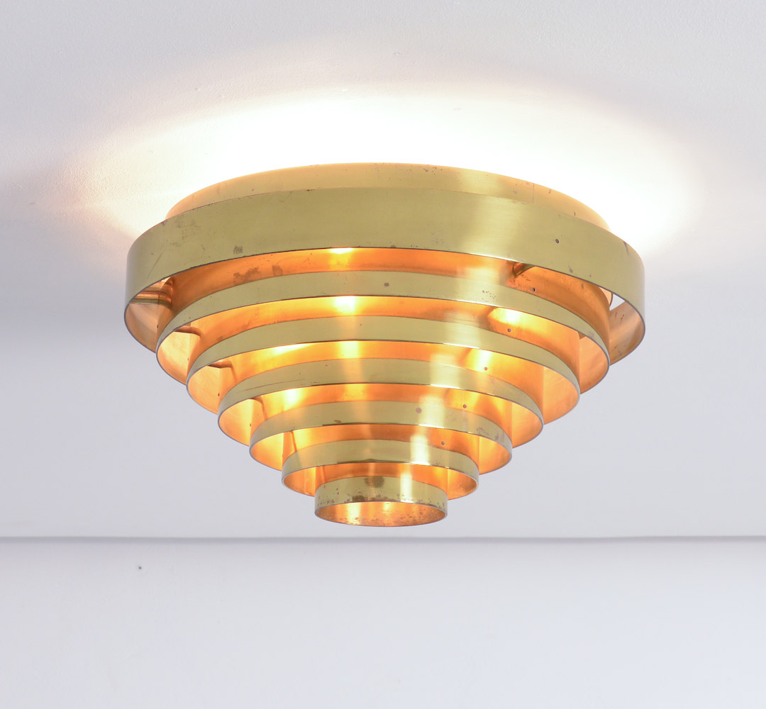 Unique Brass Ceiling lamp by Jules Wabbes, 1969