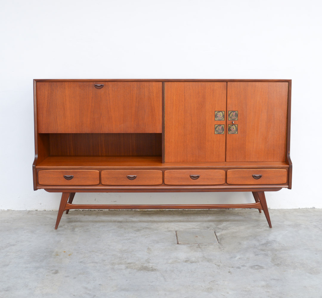 Organic Teak Highboard by Louis Van Teeffelen for Webe