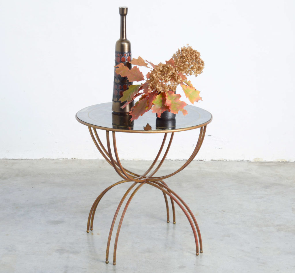 Maison Baguès Gilded Iron Side Table, Interbellum