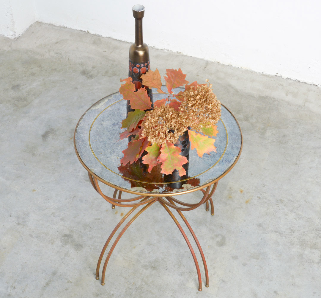 Maison Baguès Gilded Iron Side Table, Interbellum