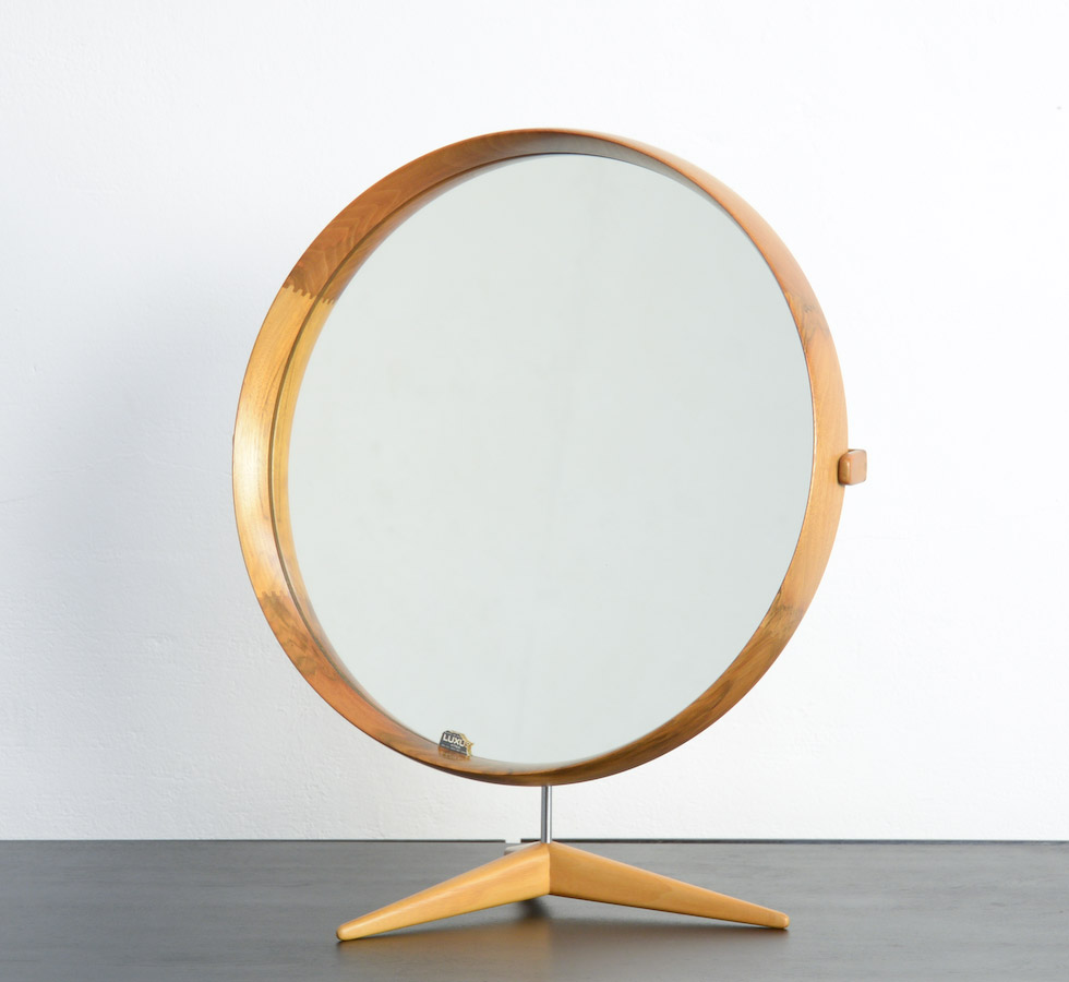 Walnut Table Mirror by Uno and Osten Kristiansson for Luxus