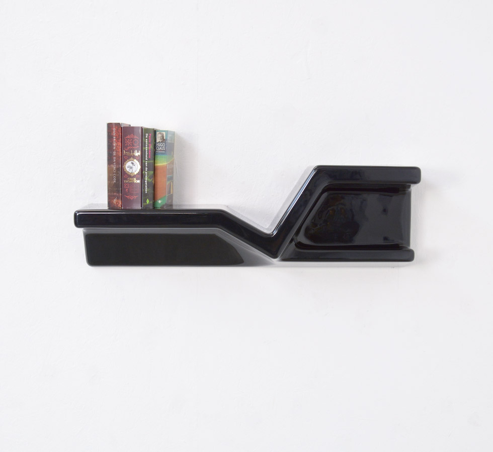 Sculptural Black Plastic Floating Shelf by Nani Prina