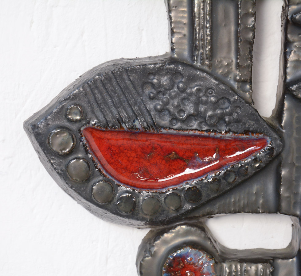 Decorative Ceramic Flower Wall Sculpture by Perignem and Paul Vermeire