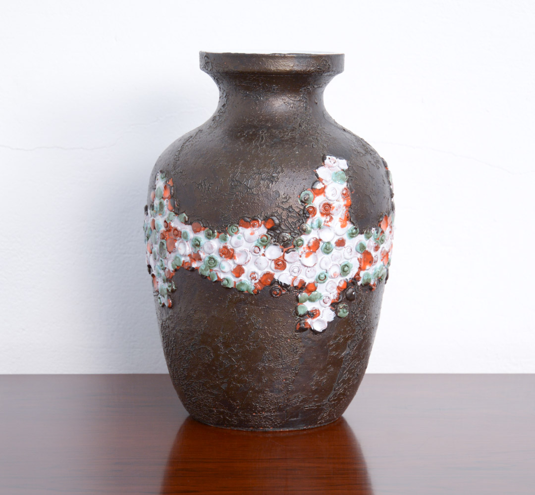 Brutalist Black Ceramic Vase by Perignem, 1970s