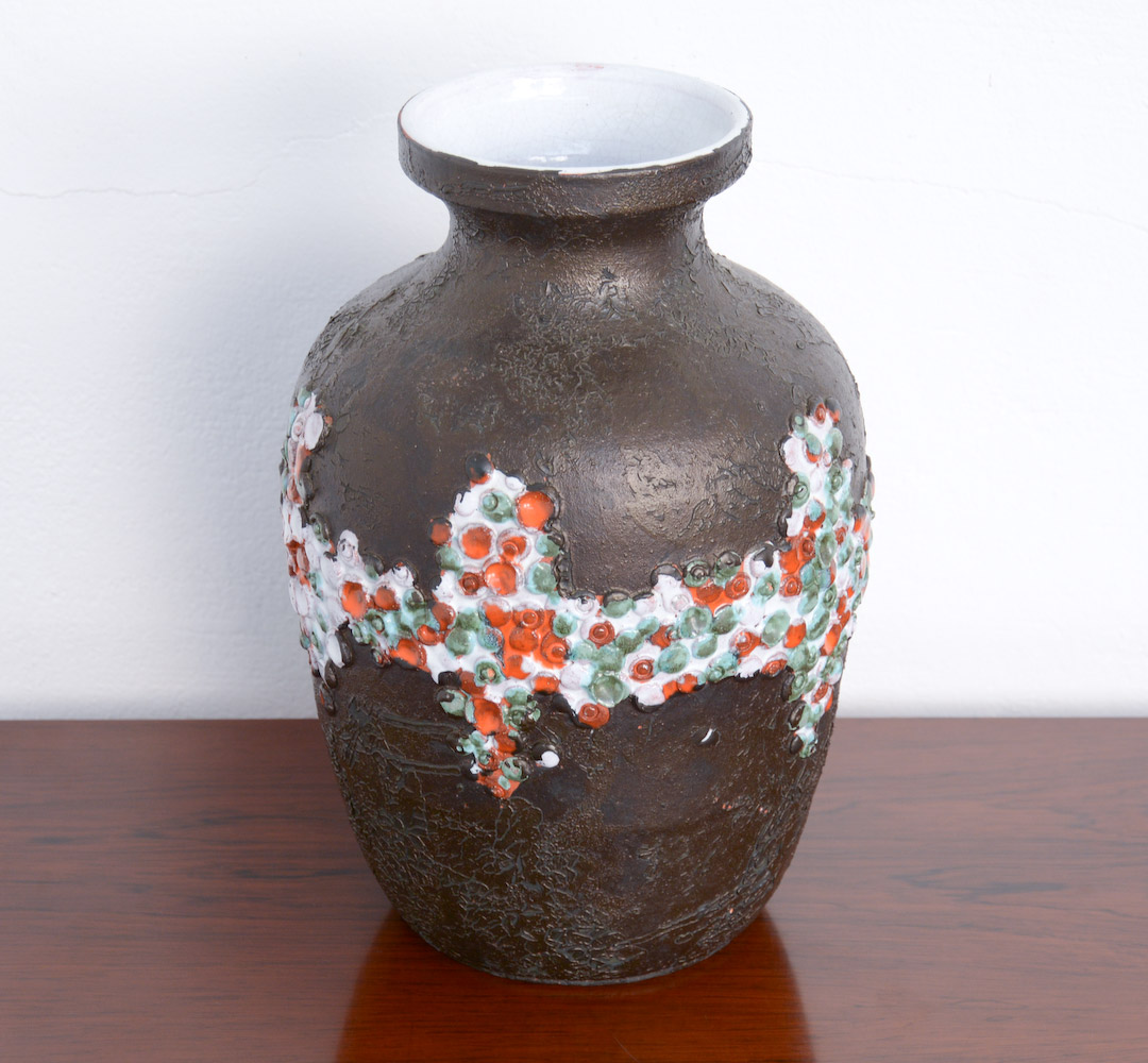 Brutalist Black Ceramic Vase by Perignem, 1970s