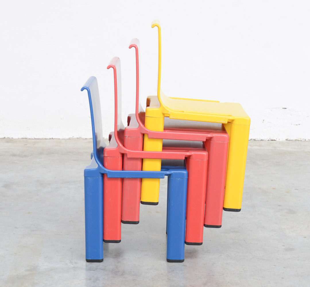 Plastic vintage chair stacked by Kartell