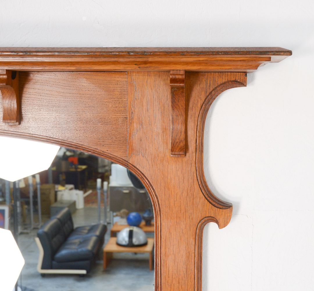 Giant Art Nouveau Mirror with Console attr. to Gustave Serrurier-Bovy