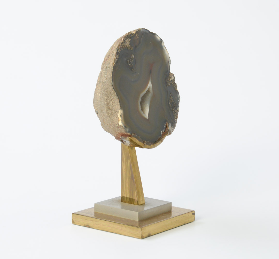 Small Brass & Agate Sculpture inspired by Willy Daro, 1970s