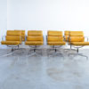 Set of 8 Leather Soft Pad Alu Group Chairs by Eames for Herman Miller