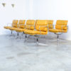 Set of 8 Leather Soft Pad Alu Group Chairs by Eames for Herman Miller