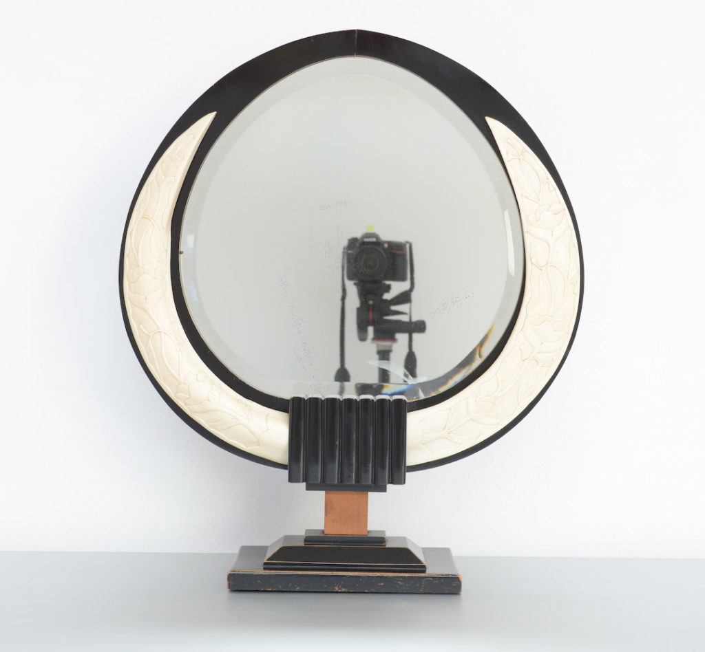Unique Black and White Art Deco Table Mirror