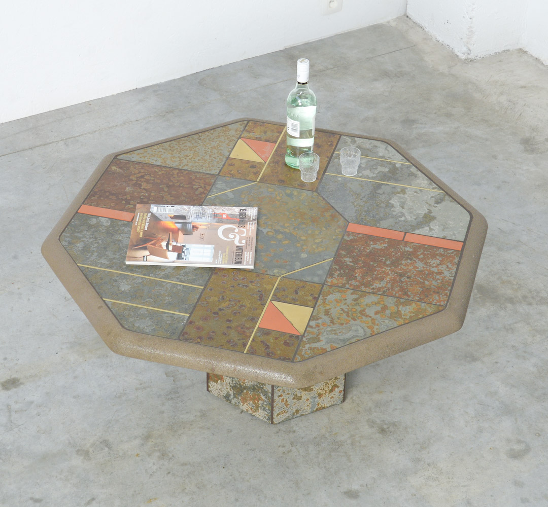 Brutalist Octogonal Coffee Table attr. to Paul Kingma
