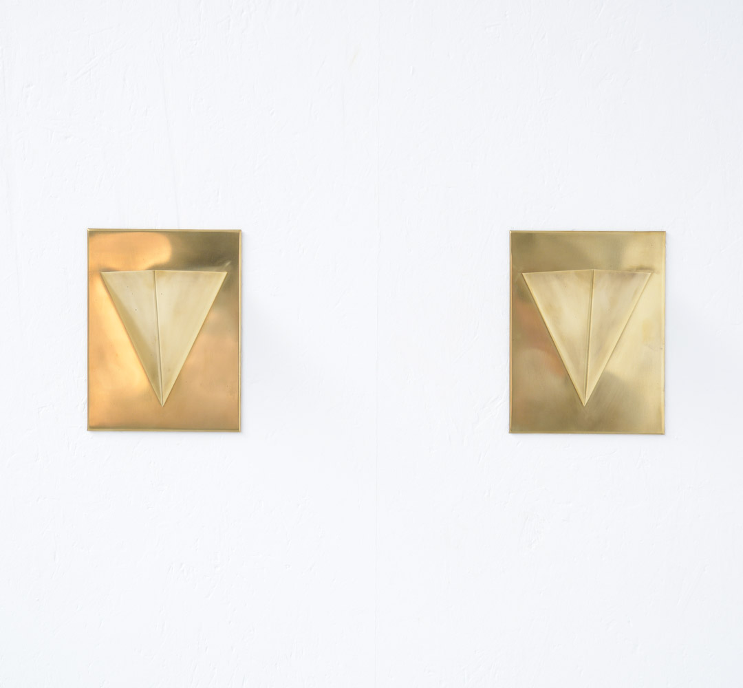 Pair of Geometric Brass Wall Lamps of the 1970s