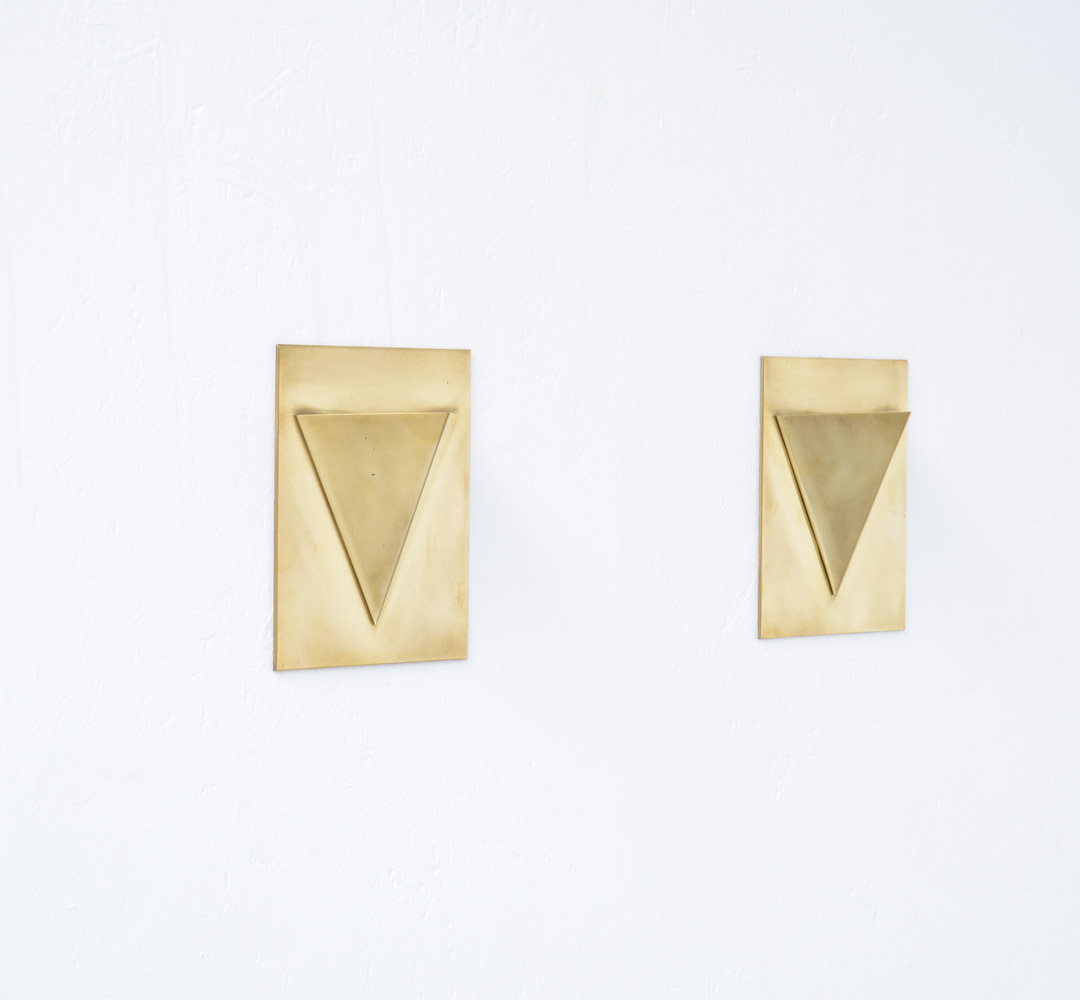 Pair of Geometric Brass Wall Lamps of the 1970s