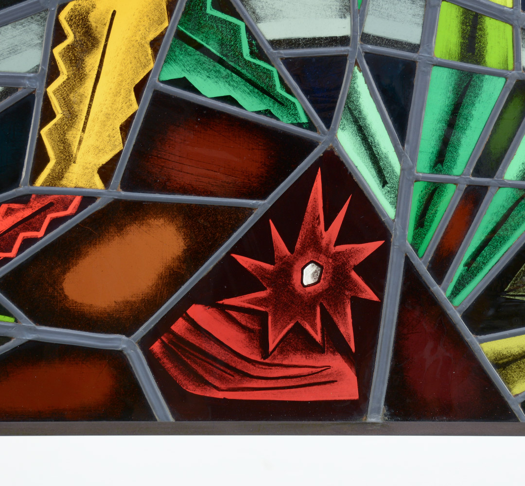 Mid Century Stained Glass Window Panel