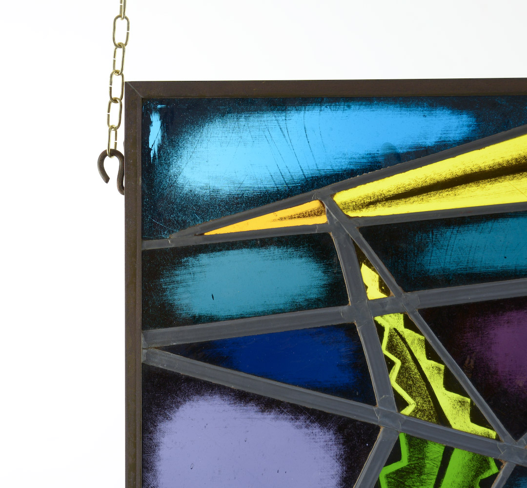 Mid Century Stained Glass Window Panel