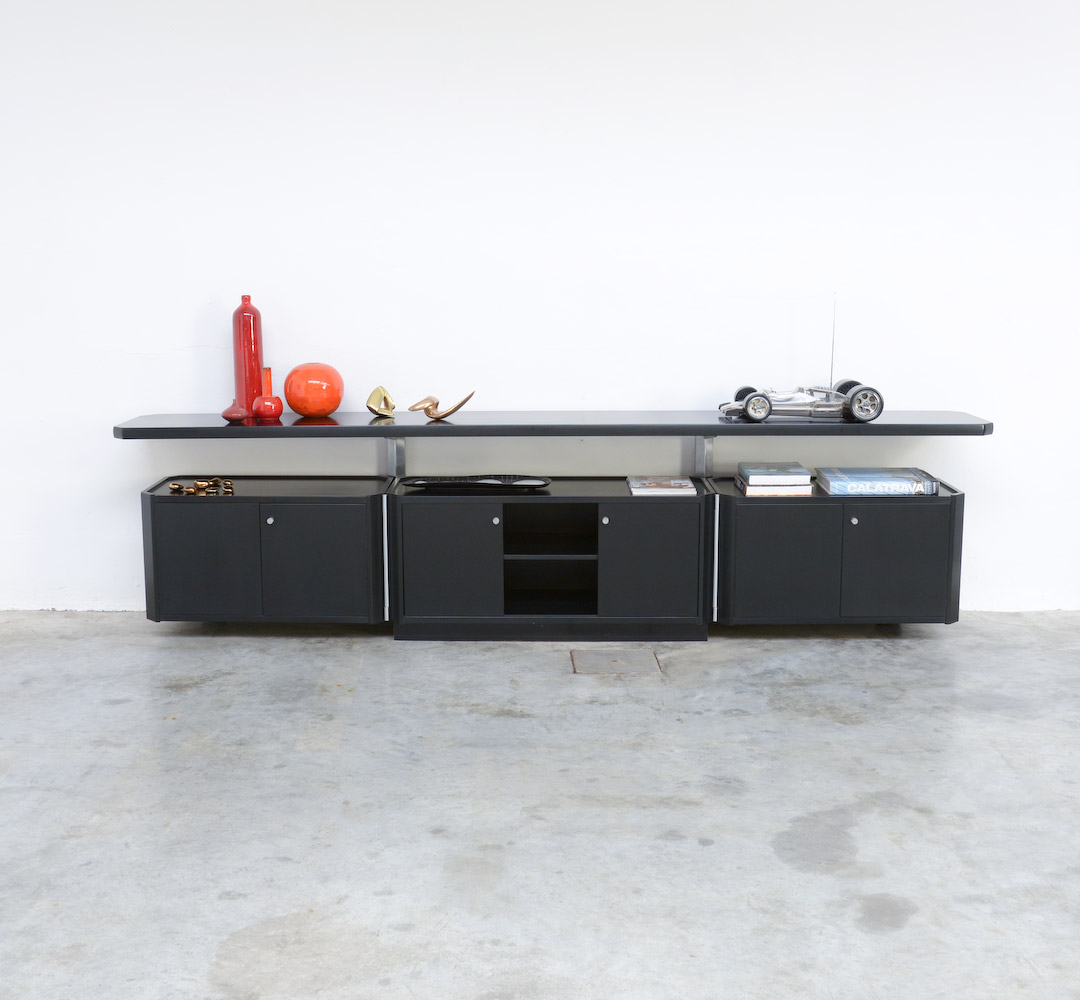 Impressive Black Sideboard by Osvaldo Borsani for Tecno