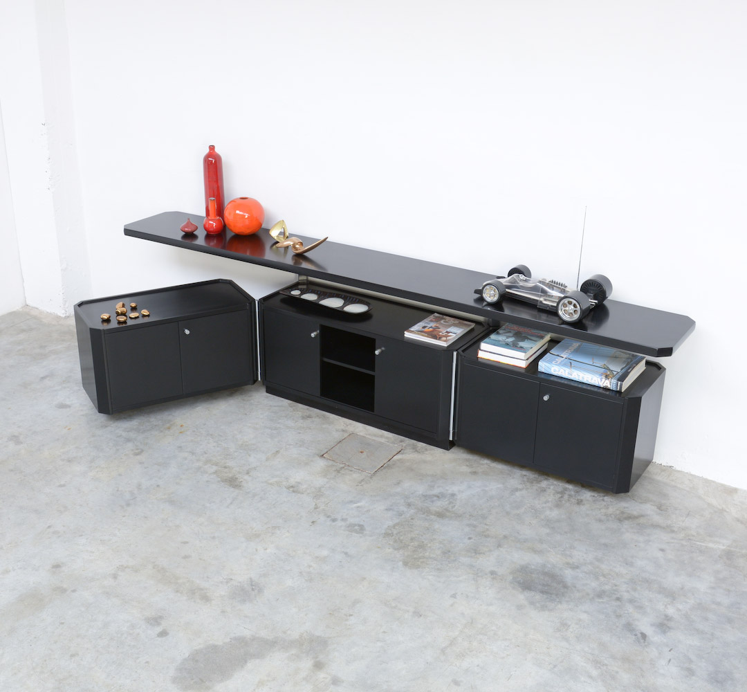 Impressive Black Sideboard by Osvaldo Borsani for Tecno